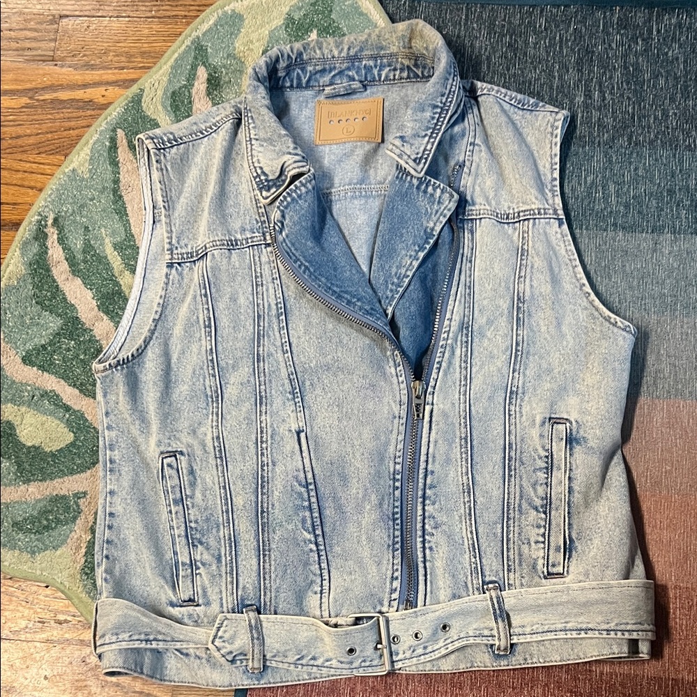 BlankNYC Denim Sleeveless Vest with Belt